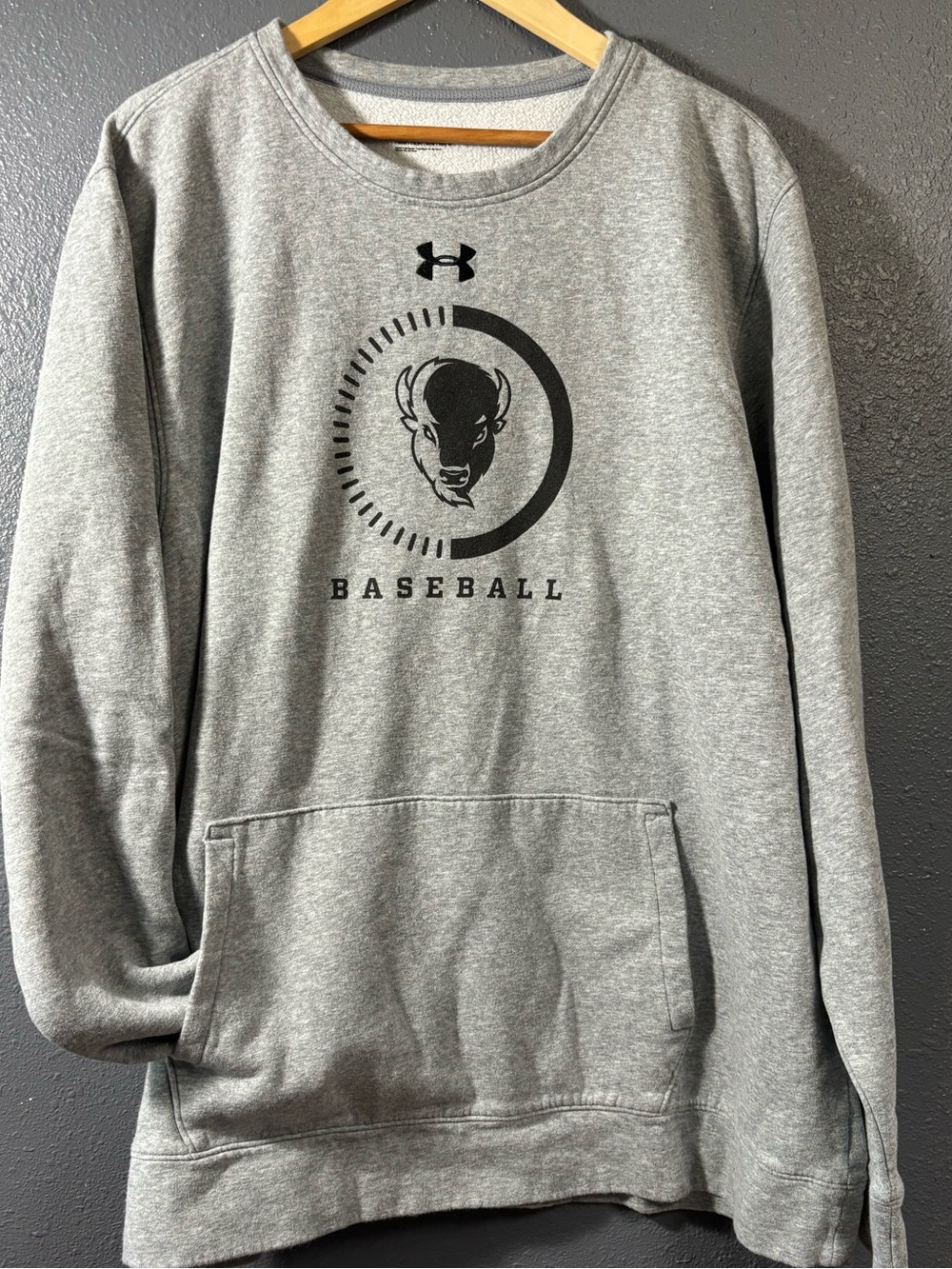 Under Armour Gray Baseball Sweatshirt with Bison